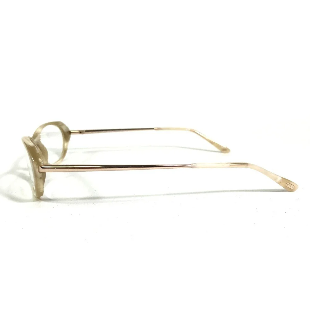 Tom Ford Eyeglasses Frames TF5134 025 Beige Gold Horn Round Full Rim 52-16-130